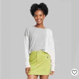 NWT - Women's XL Long Sleeve Boxy Cropped T-shirt - Wild Fable